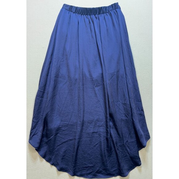 LC Lauren Conrad Women's High Low Silky Pull On Skirt Elastic Waist Size S Blue - Picture 2 of 9
